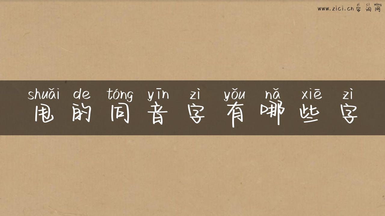甩的同音字有哪些字