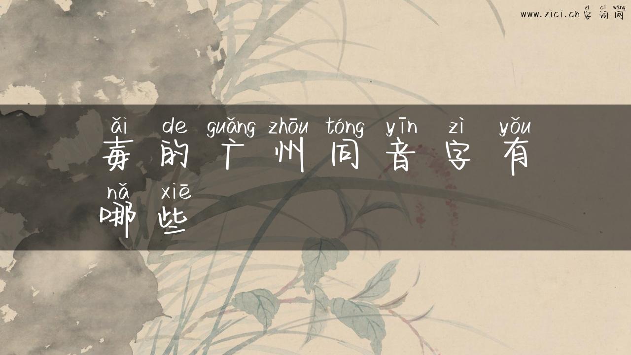 毐的广州同音字有哪些