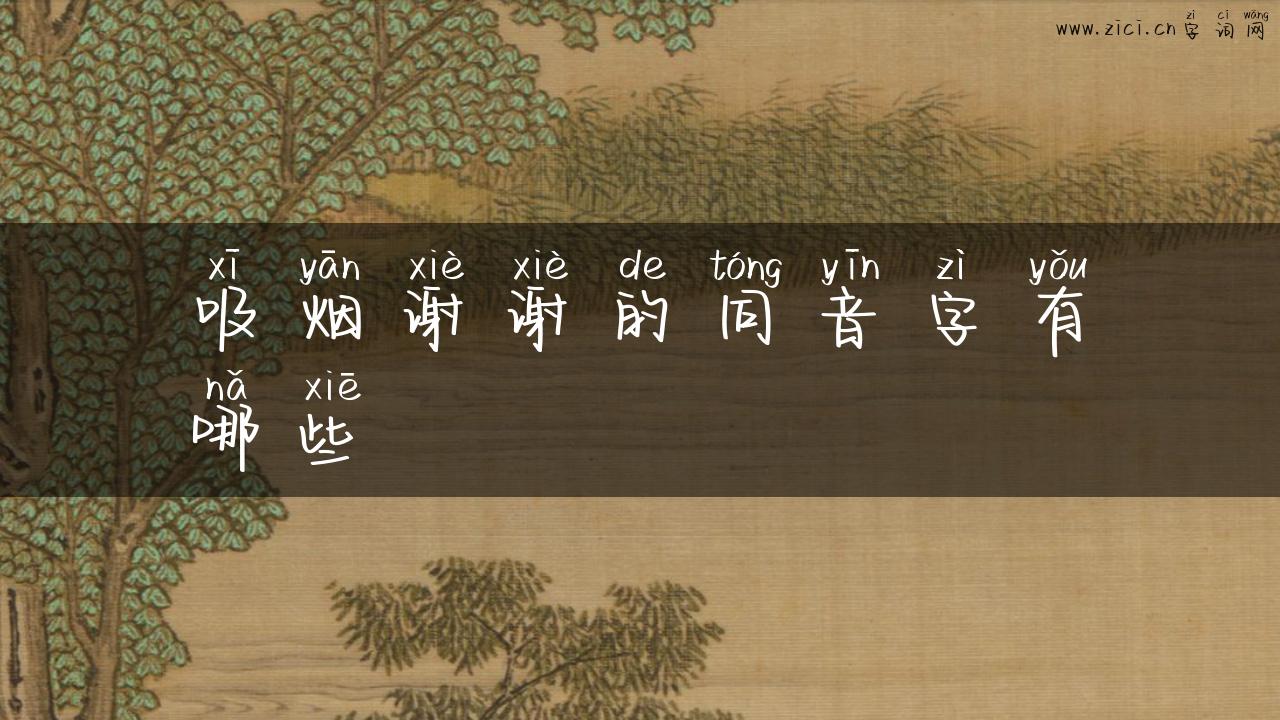 吸烟谢谢的同音字有哪些