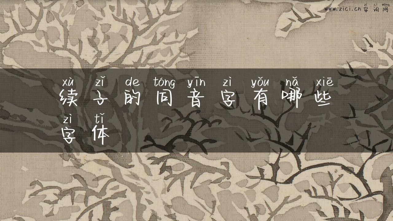 续子的同音字有哪些字体