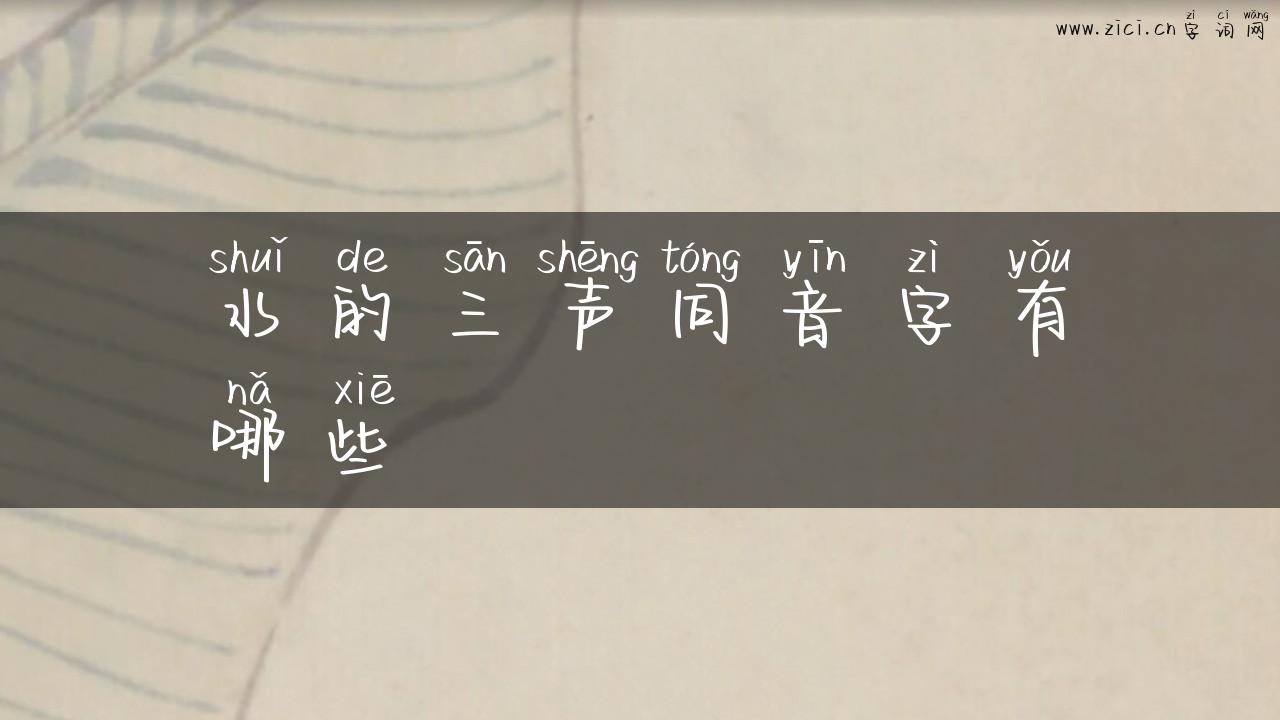 水的三声同音字有哪些