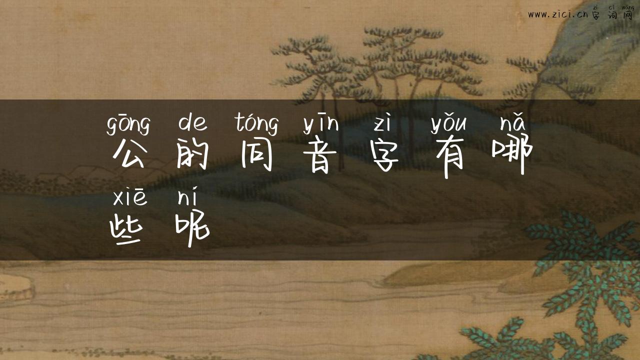 公的同音字有哪些呢