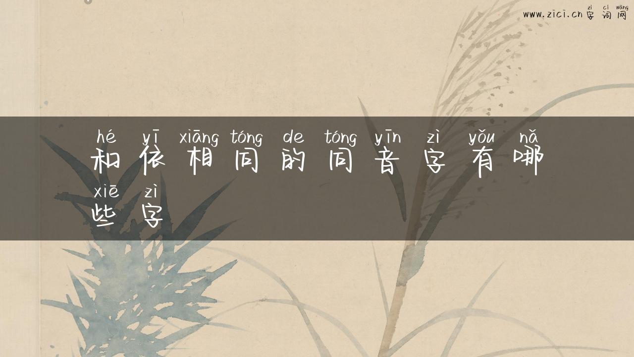 和依相同的同音字有哪些字