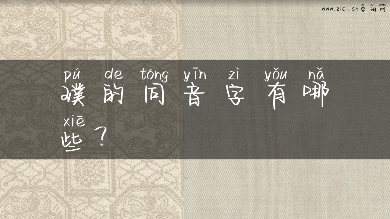 璞的同音字有哪些？