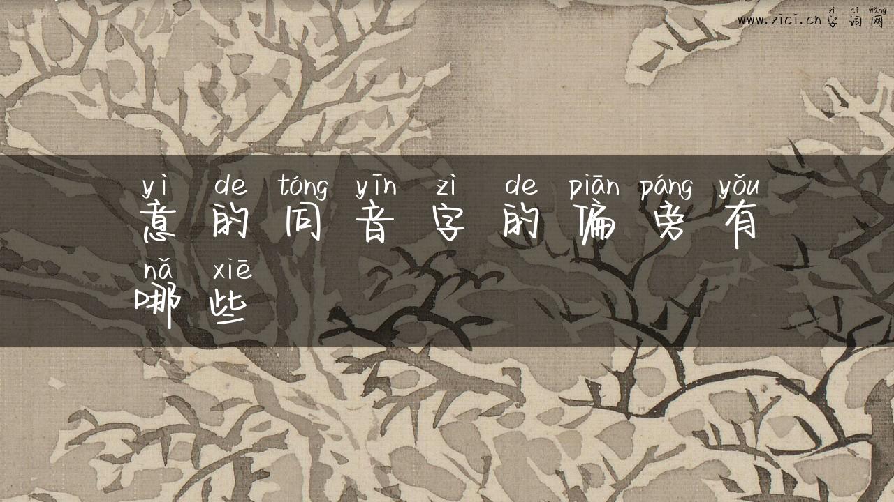 意的同音字的偏旁有哪些