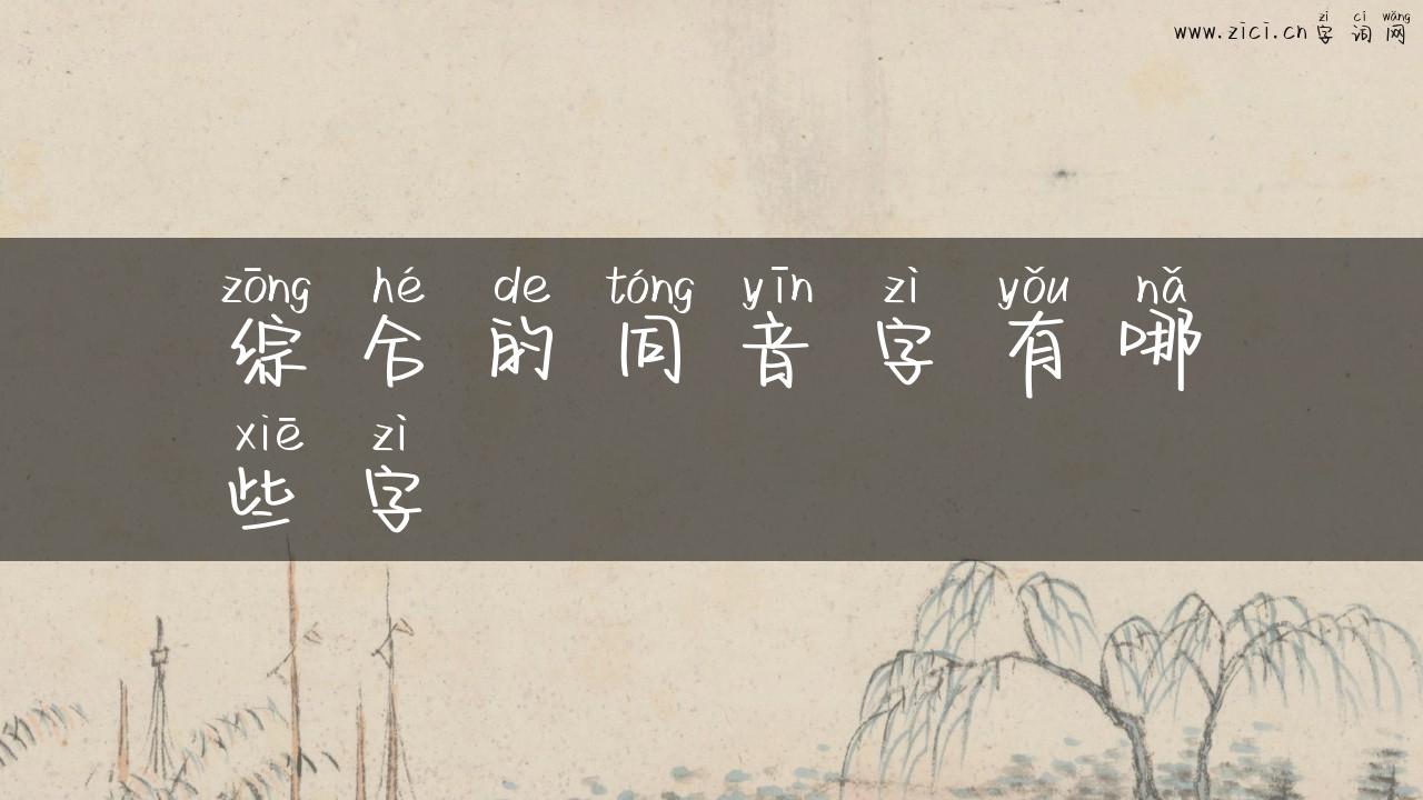 综合的同音字有哪些字