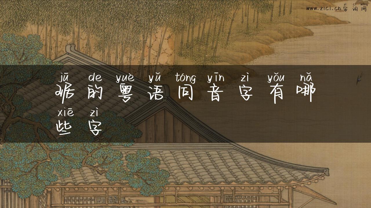 琚的粤语同音字有哪些字