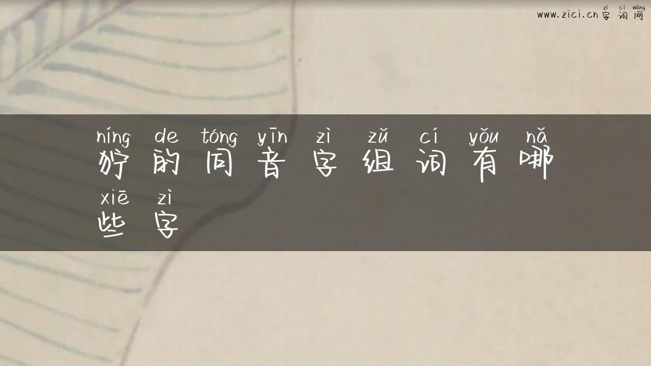 狞的同音字组词有哪些字