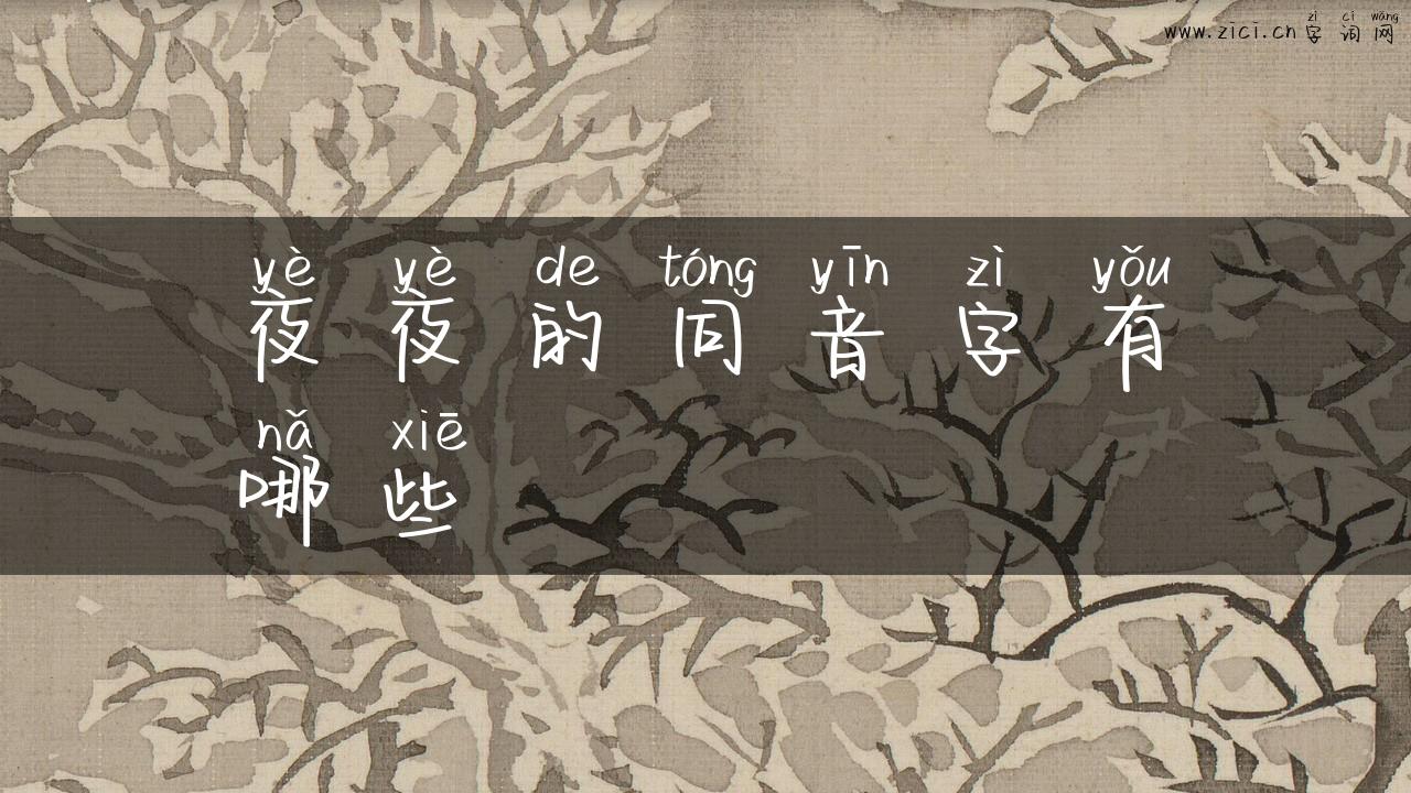 夜夜的同音字有哪些