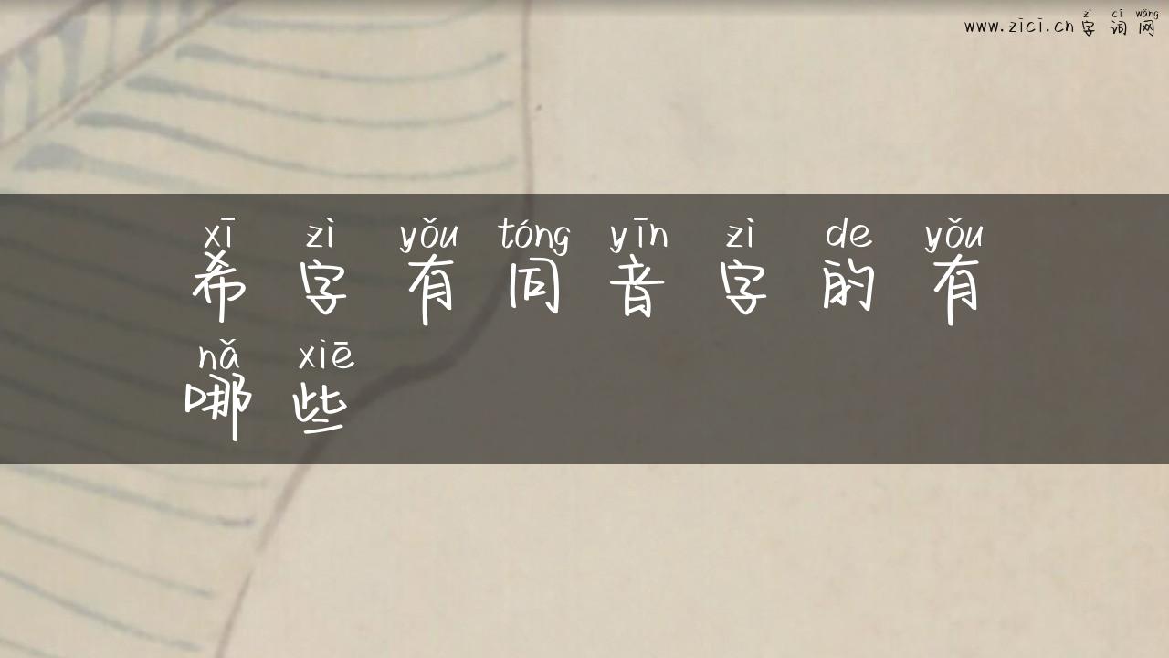 希字有同音字的有哪些