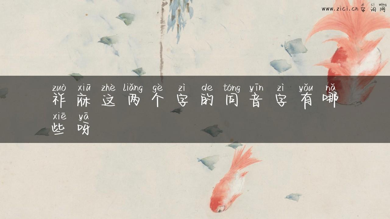 祚庥这两个字的同音字有哪些呀