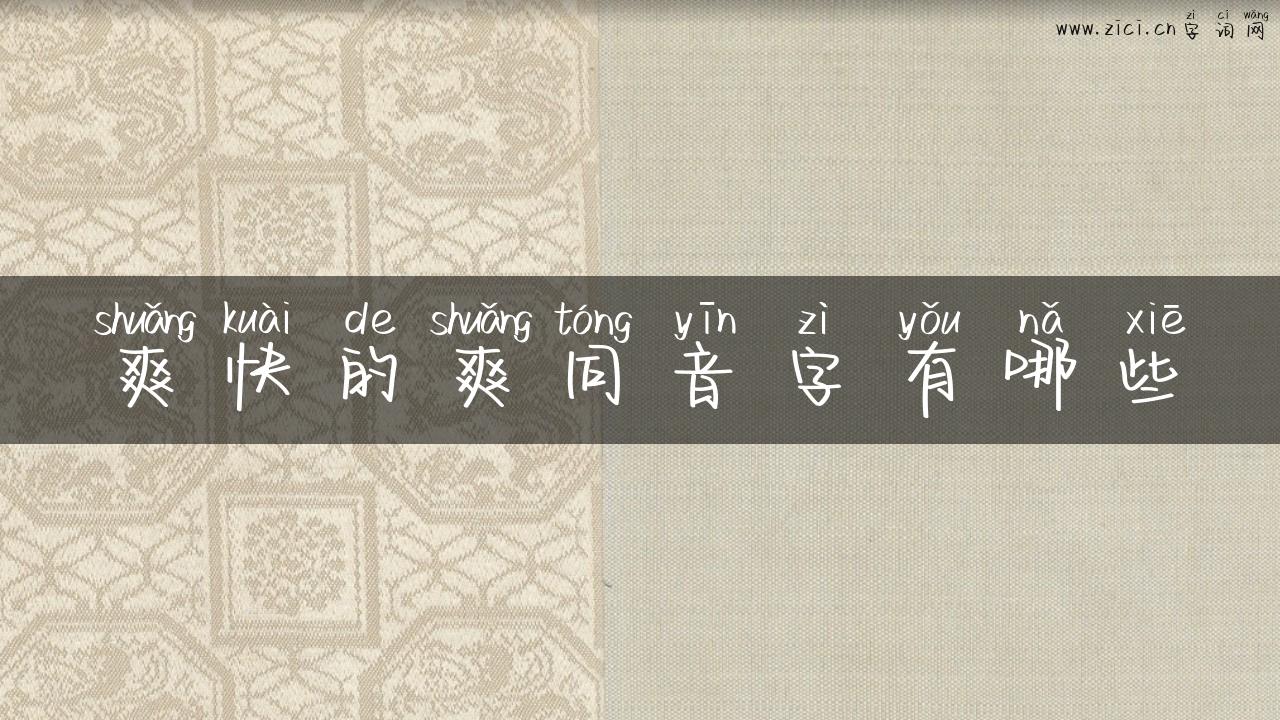 爽快的爽同音字有哪些