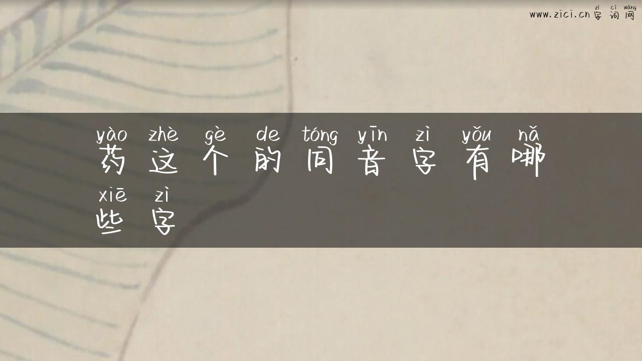 药这个的同音字有哪些字