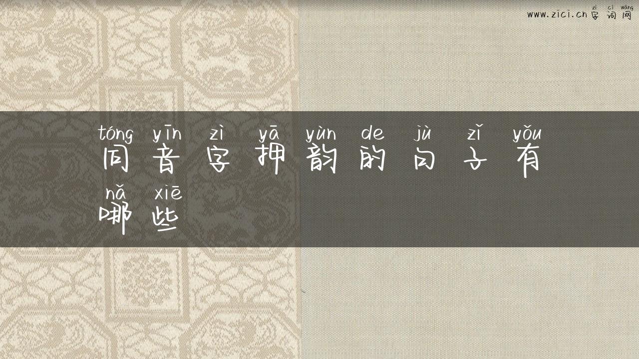 同音字押韵的句子有哪些