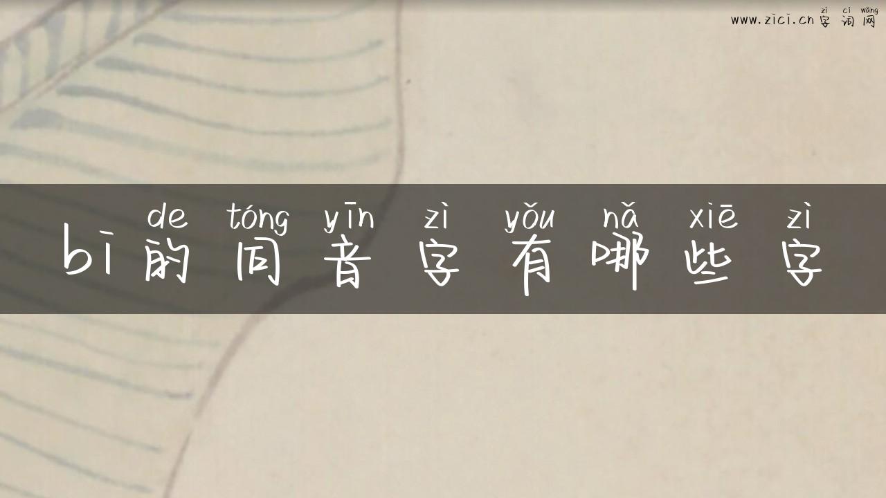 bi的同音字有哪些字