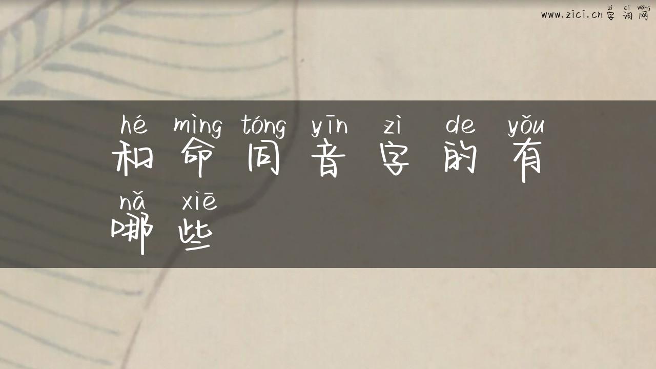 和命同音字的有哪些