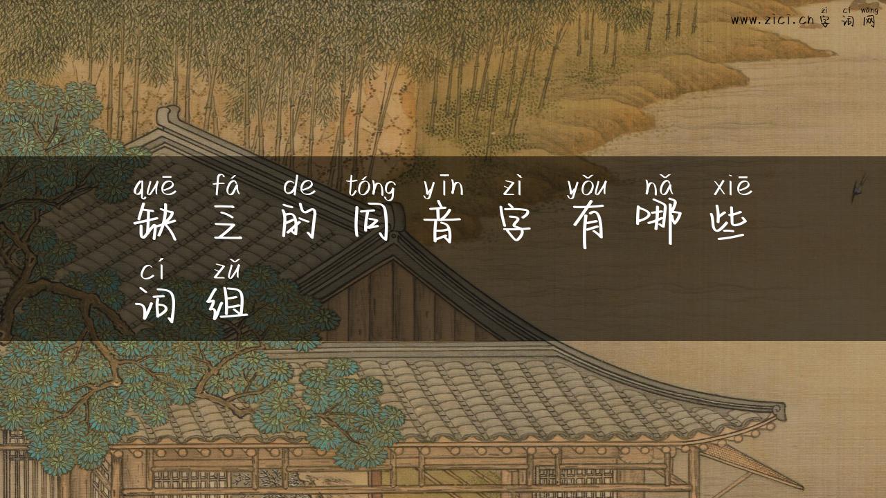 缺乏的同音字有哪些词组