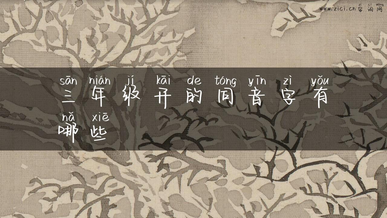 三年级开的同音字有哪些