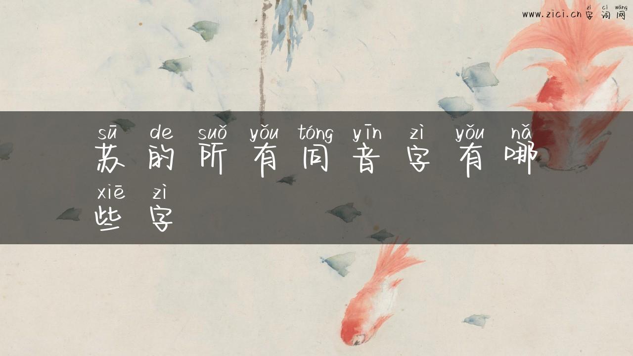 苏的所有同音字有哪些字