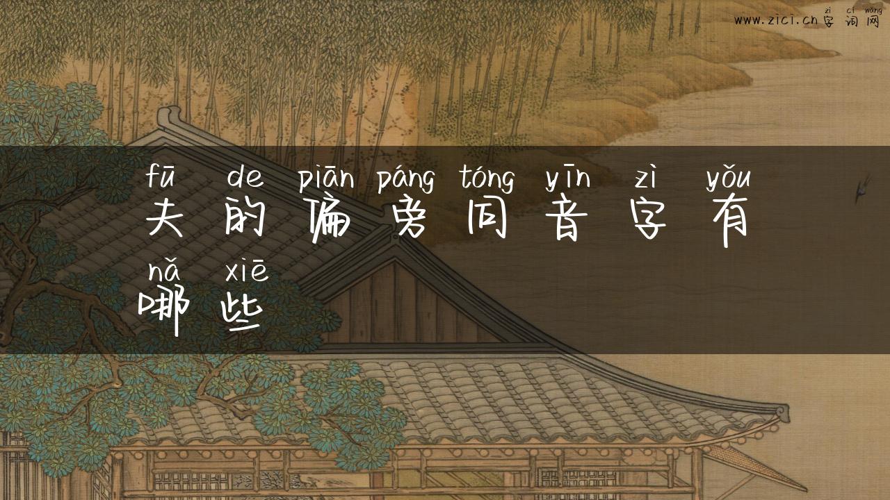 夫的偏旁同音字有哪些