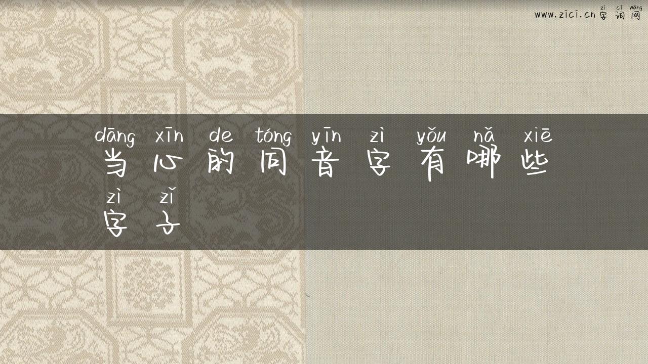 当心的同音字有哪些字子