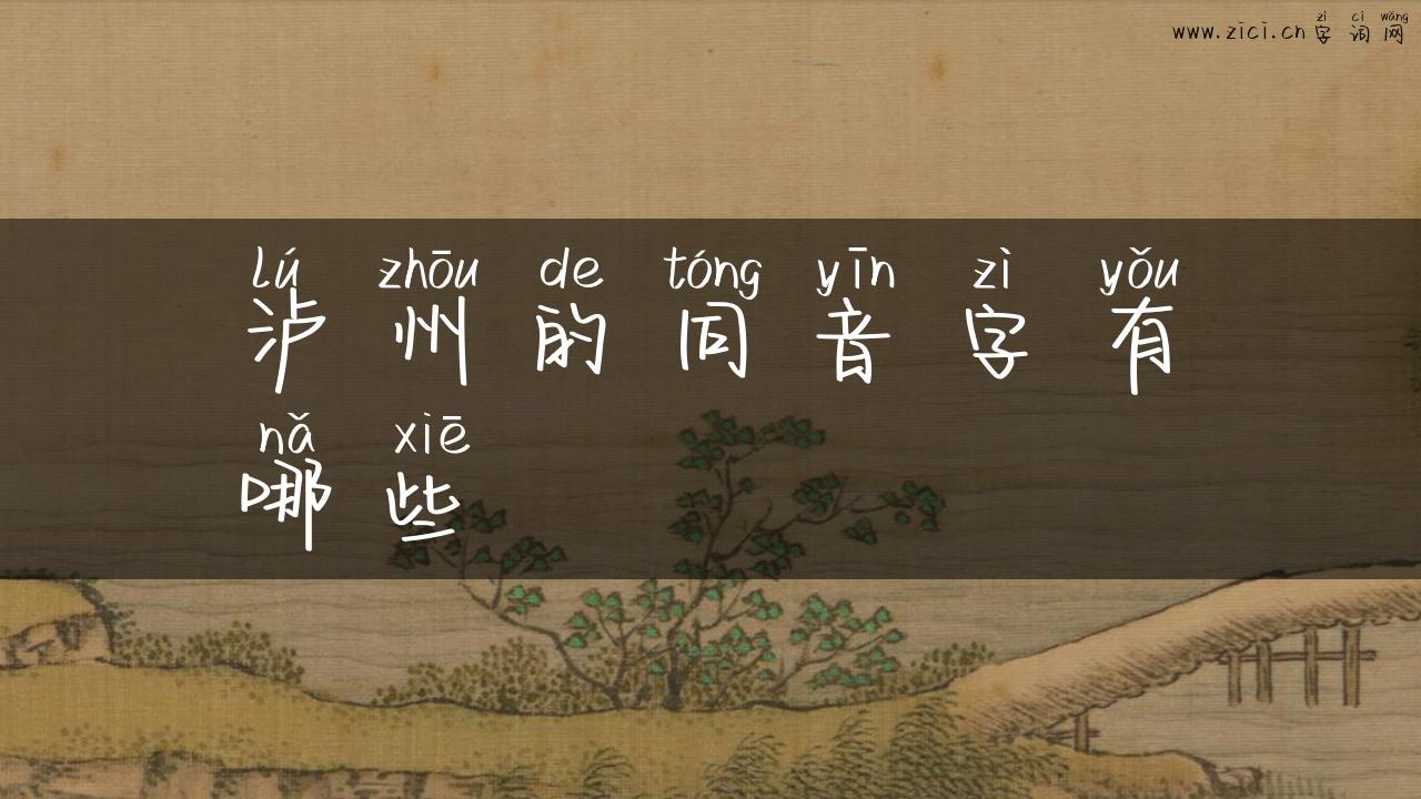泸州的同音字有哪些