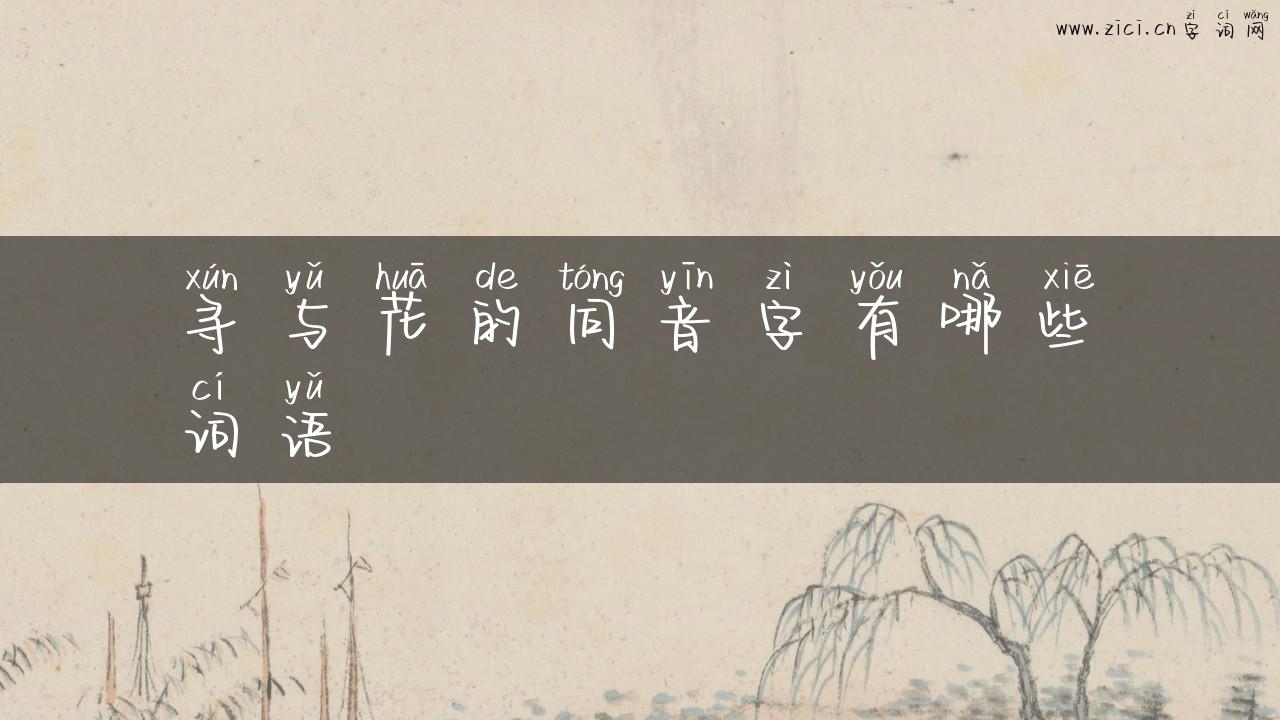 寻与花的同音字有哪些词语
