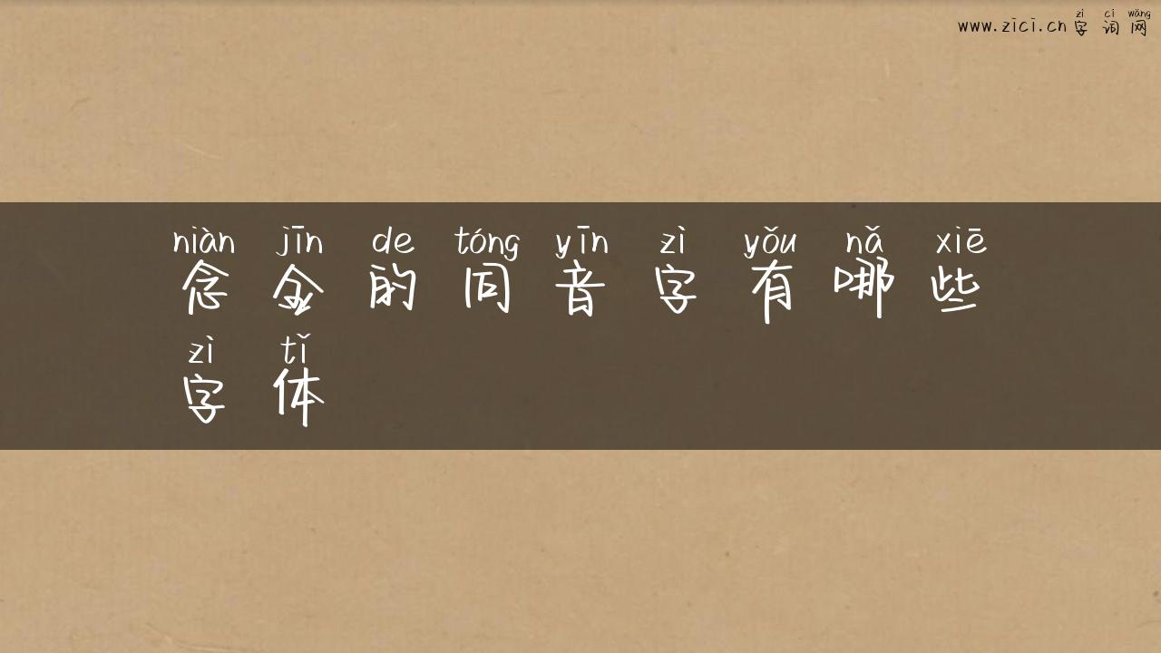 念金的同音字有哪些字体