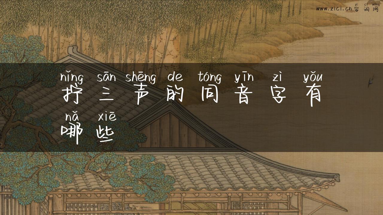 拧三声的同音字有哪些