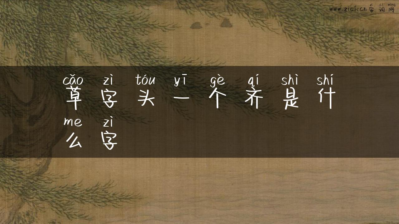 草字头一个齐是什么字