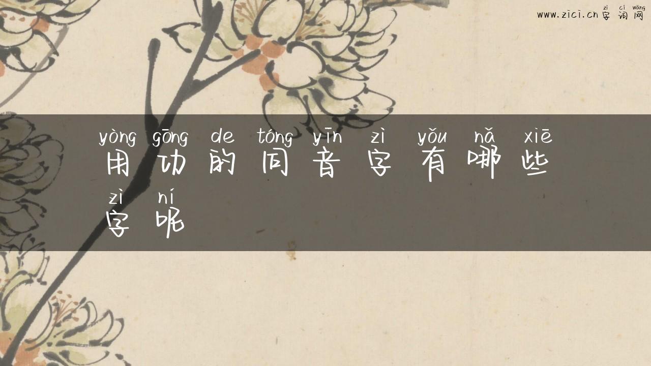 用功的同音字有哪些字呢