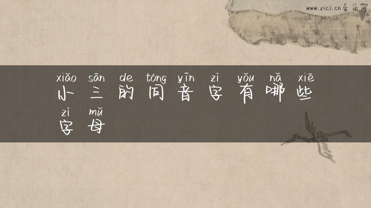 小三的同音字有哪些字母