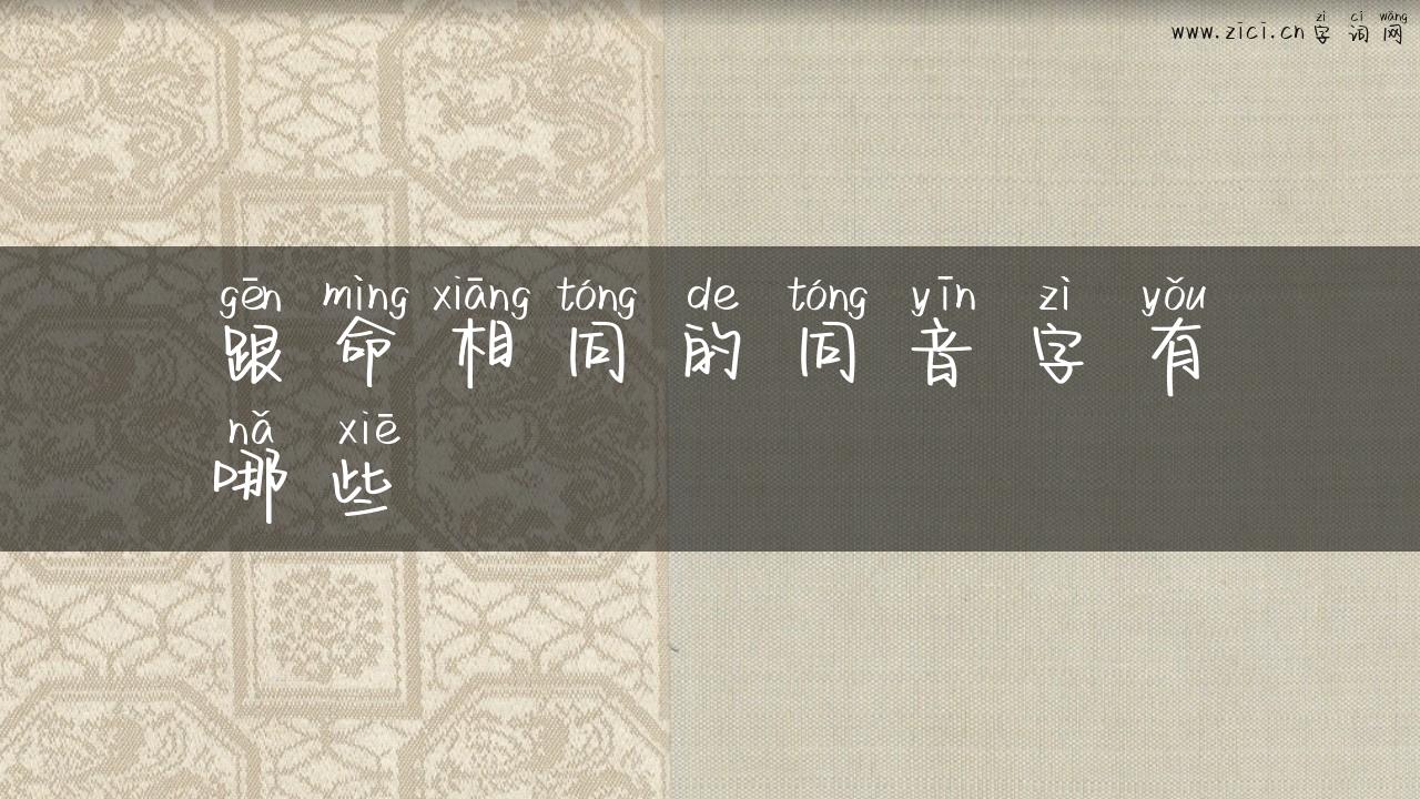 跟命相同的同音字有哪些