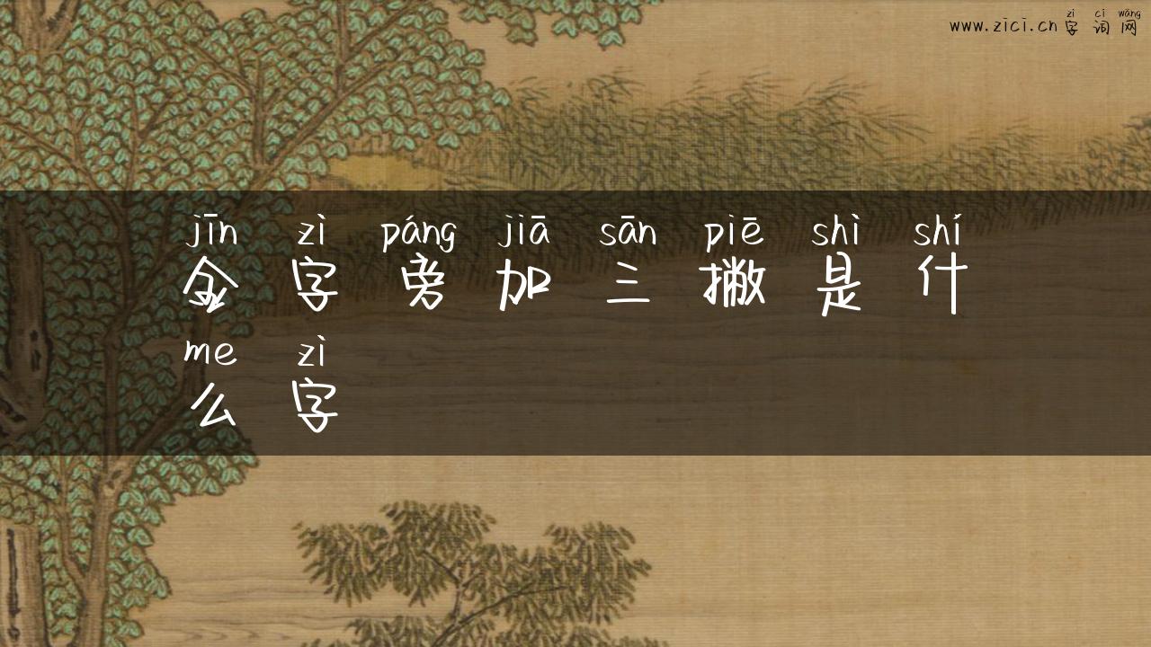 金字旁加三撇是什么字