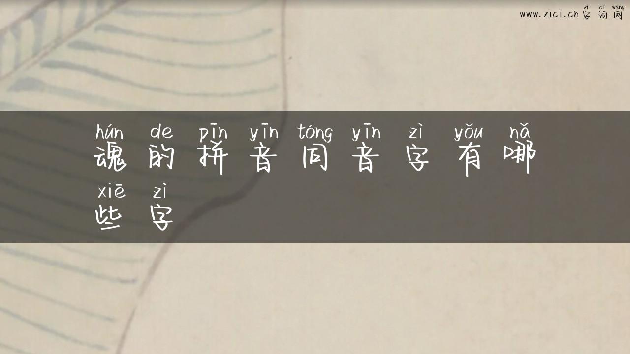 魂的拼音同音字有哪些字