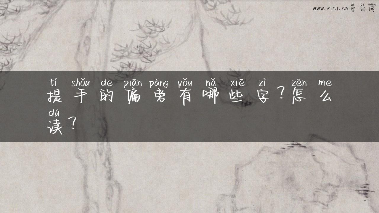 提手的偏旁有哪些字？怎么读？