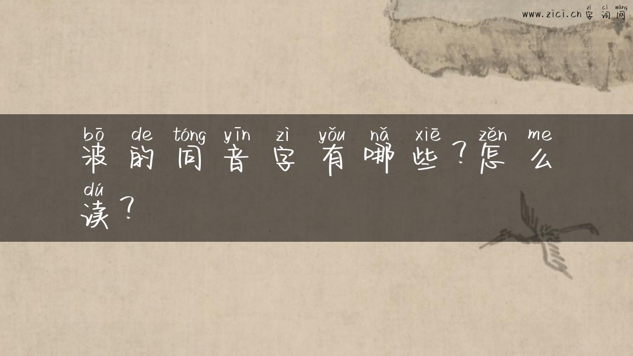 波的同音字有哪些？怎么读？