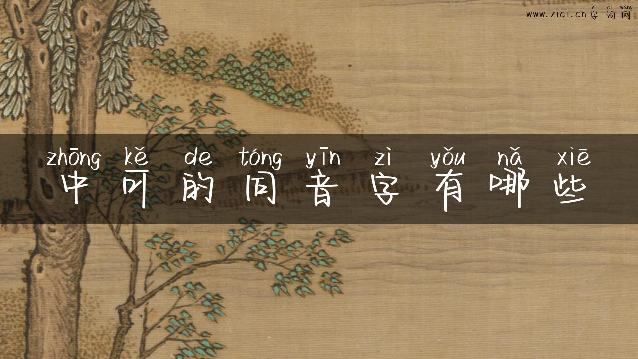 中可的同音字有哪些