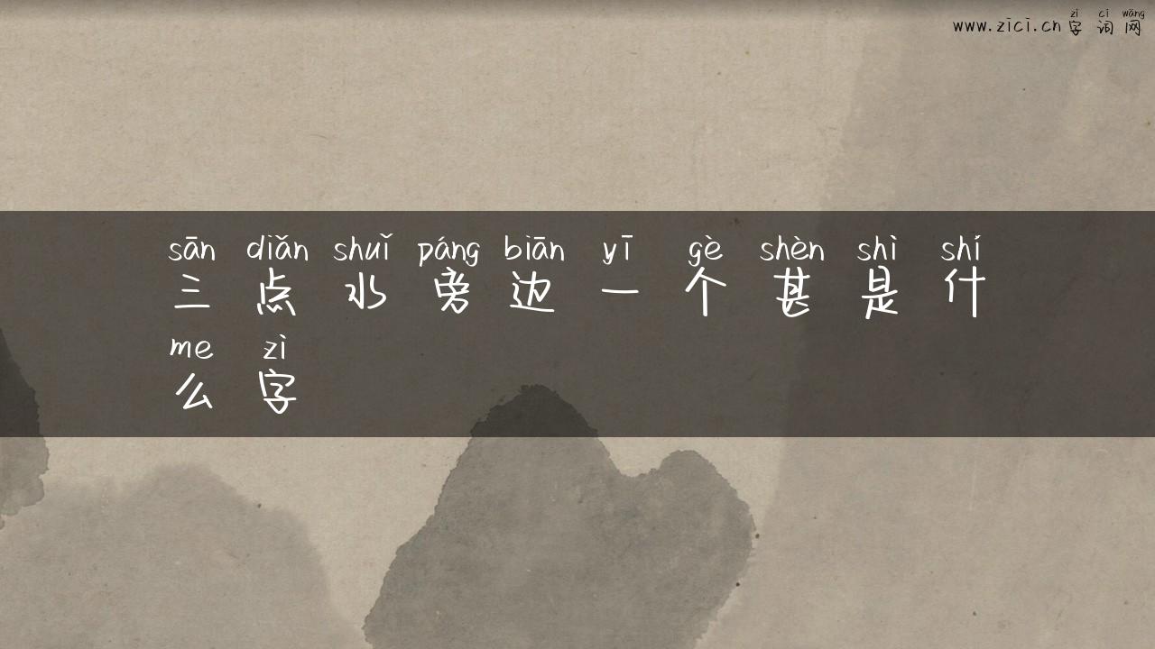 三点水旁边一个甚是什么字