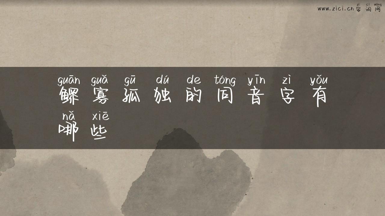 鳏寡孤独的同音字有哪些