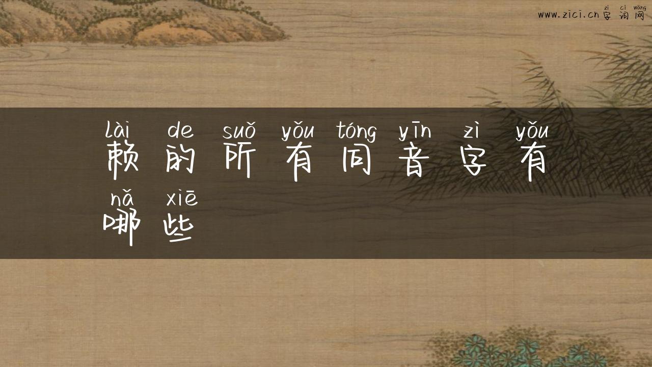 赖的所有同音字有哪些