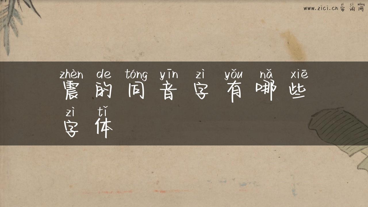 震的同音字有哪些字体