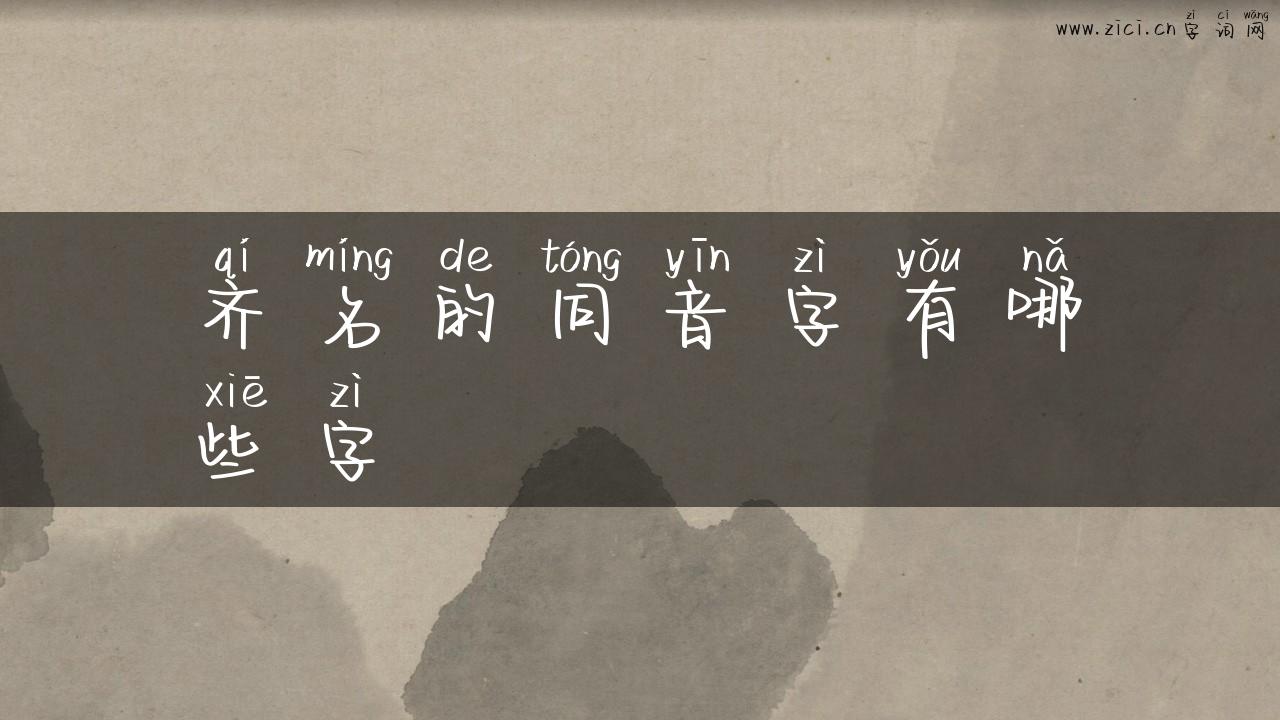 齐名的同音字有哪些字