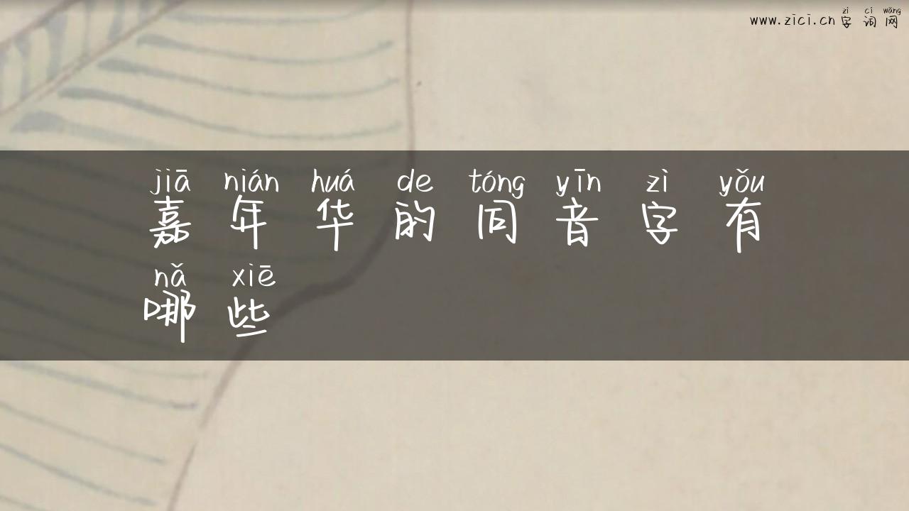 嘉年华的同音字有哪些