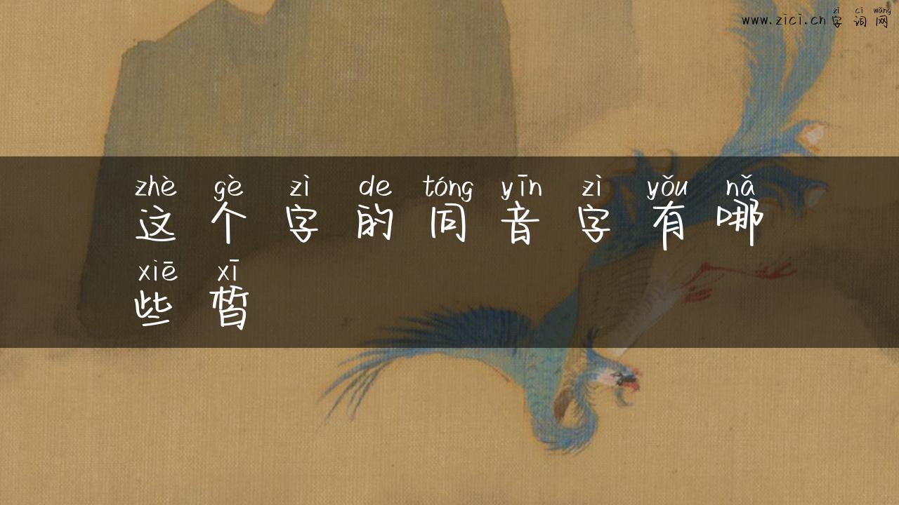 这个字的同音字有哪些皙
