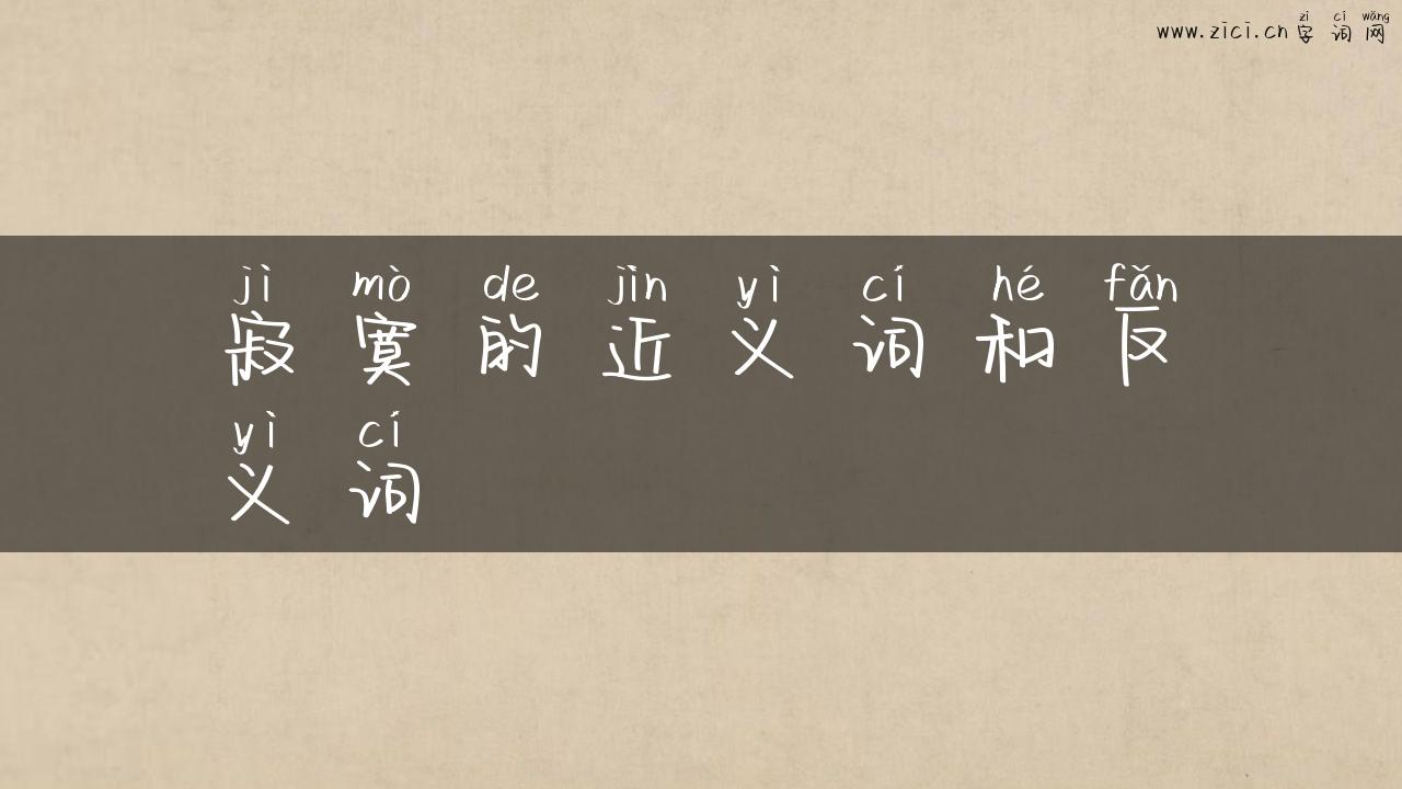寂寞的近义词和反义词