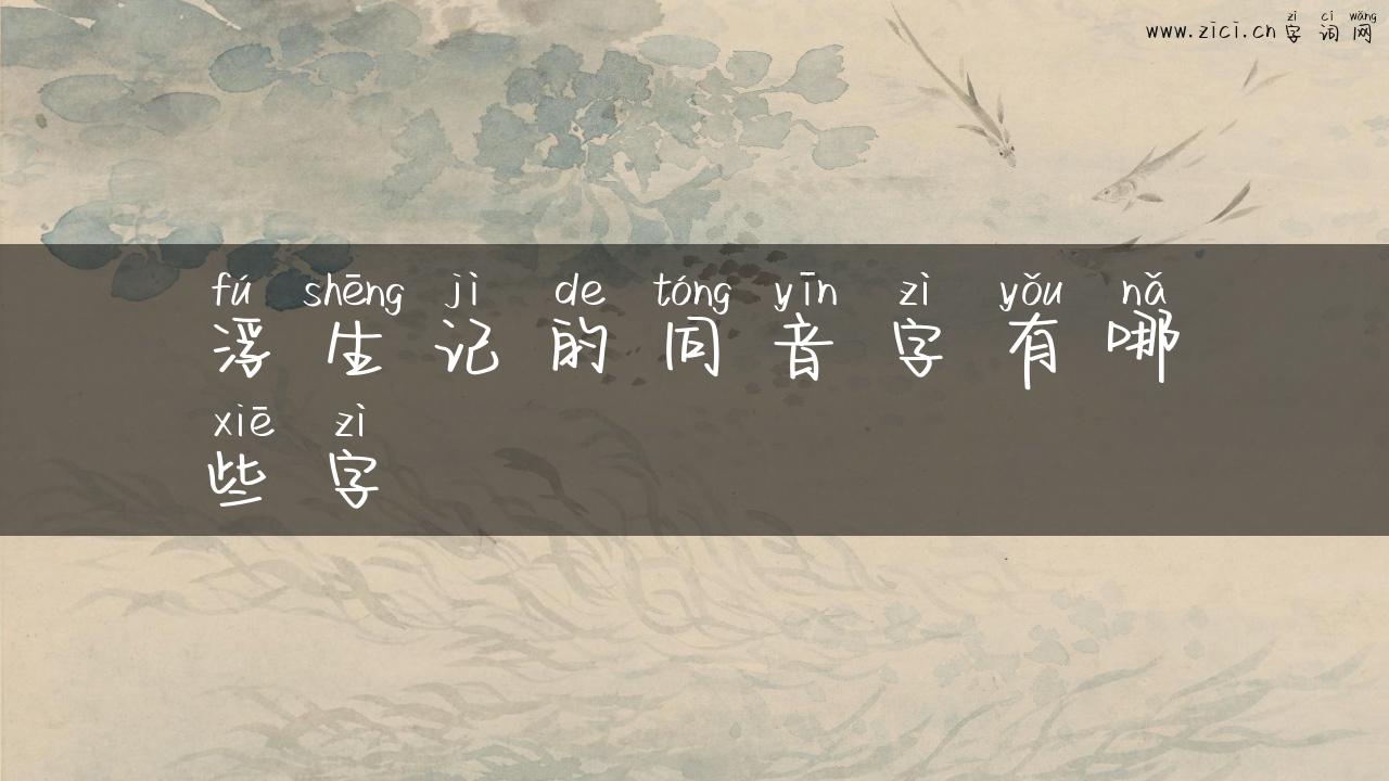 浮生记的同音字有哪些字