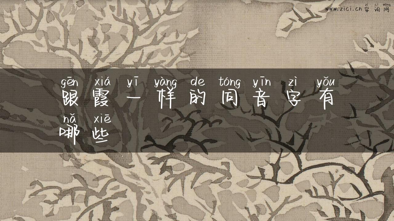 跟霞一样的同音字有哪些