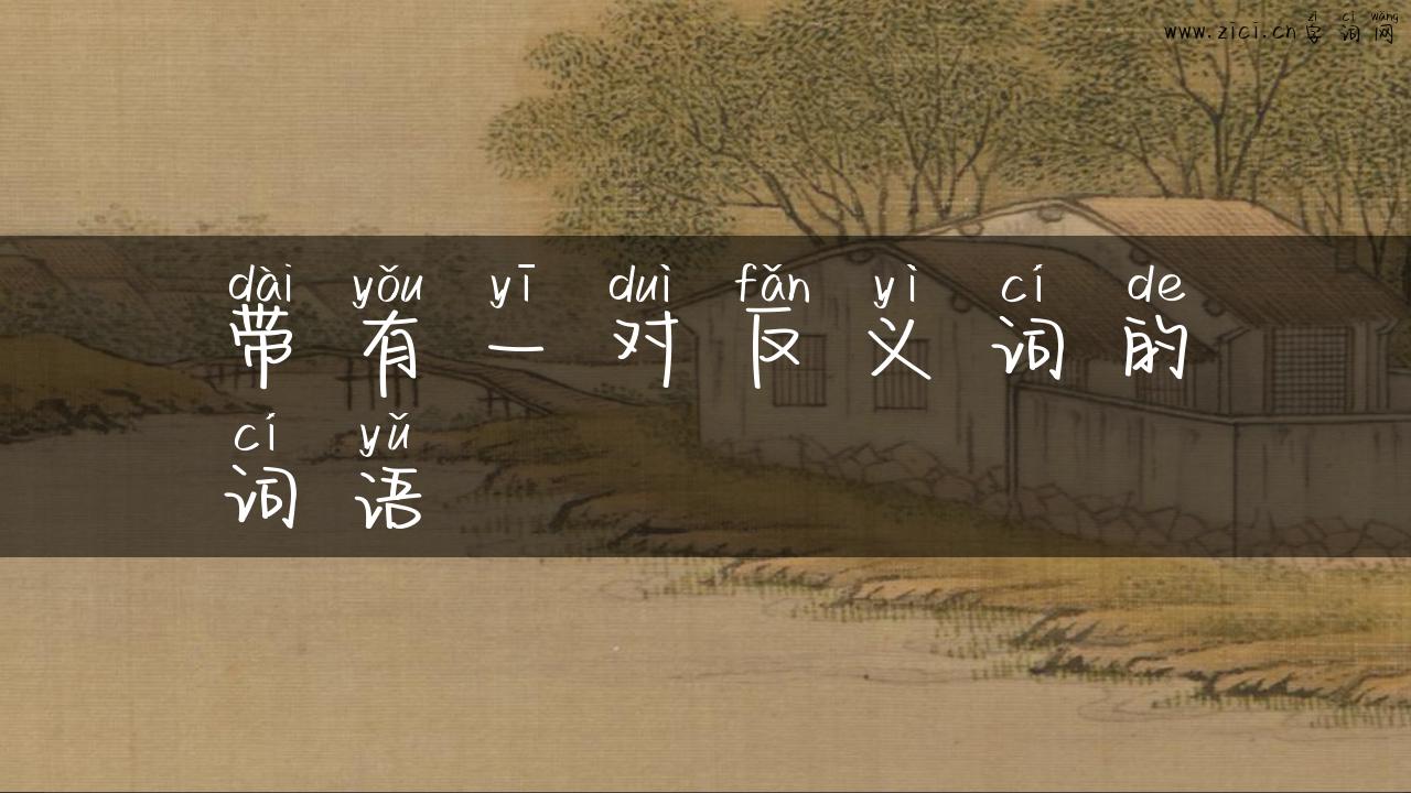 带有一对反义词的词语