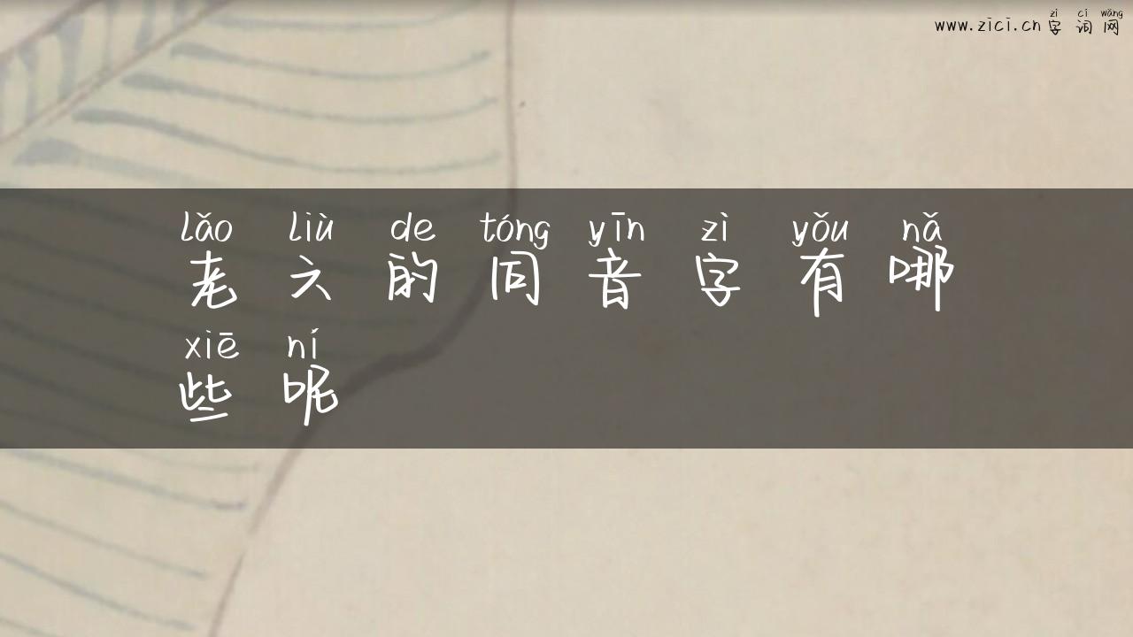 老六的同音字有哪些呢